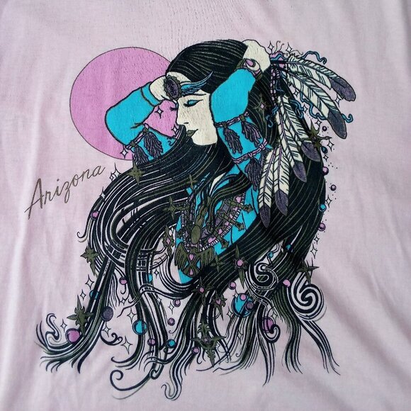 Vintage 90s Native American First Nations Arizona Sun Lady Woman T-Shirt - Picture 1 of 5